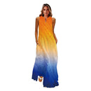 MOVOKAKA Spring Summer Print Long Dress Women Beach Holiday Casual Fashion Elegant Dresses Party Sleeveless V Neck Maxi Dresses