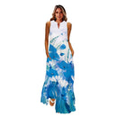 MOVOKAKA Spring Summer Print Long Dress Women Beach Holiday Casual Fashion Elegant Dresses Party Sleeveless V Neck Maxi Dresses