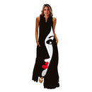 MOVOKAKA Spring Summer Print Long Dress Women Beach Holiday Casual Fashion Elegant Dresses Party Sleeveless V Neck Maxi Dresses