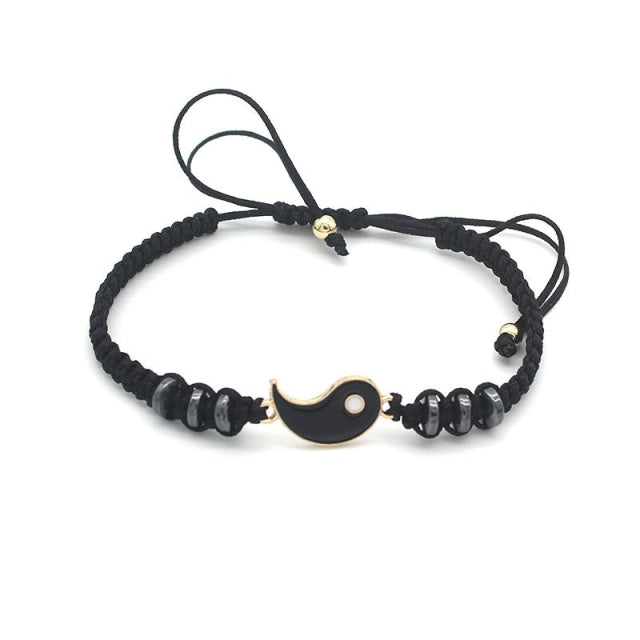 Tai Chi Yin Yang Paar Armbänder Legierung Anhänger verstellbare Flechtkette Armband Halskette passende Liebhaber Armbänder Halsketten