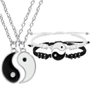 Pulseras de pareja de Tai Chi Yin Yang, colgante de aleación, pulsera de cadena trenzada ajustable, collar, pulseras de amante a juego, collares