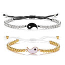 Pulseras de pareja de Tai Chi Yin Yang, colgante de aleación, pulsera de cadena trenzada ajustable, collar, pulseras de amante a juego, collares