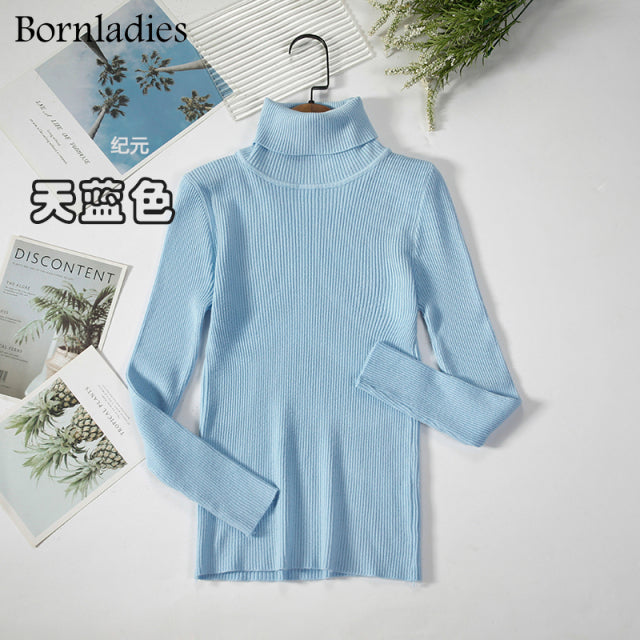 Bornladies 2022, suéteres básicos de cuello alto para mujer, Tops de Otoño Invierno, suéter ajustado para mujer, suéter de punto, Jersey suave y cálido