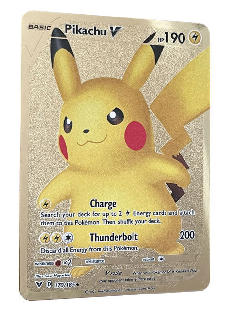 NEW Pokemon Cards Metal DIY Card Pikachu Charizard Golden Limited Edition Kids Gift Game Collection Cards