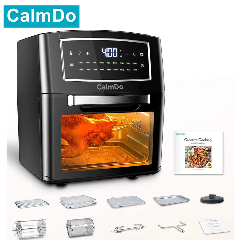 Calmdo 1500W 12L Air Fryer Oven 18 in 1 Toaster Convection Oven,BPA-Free Toaster Oven for Grill,Roast,Fry,Pizza&amp;10 Accessories