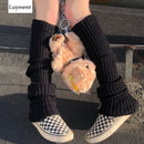 Punk Solid Black Cool Knit Long Socks Women Outdoor Knee High Elastic Leg Warmers 2022 Lady Warm Slim Gothic Hip-hop Rock Sock