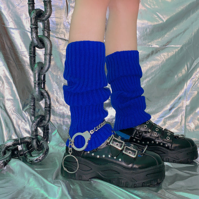 Punk Solid Black Cool Knit Long Socks Women Outdoor Knee High Elastic Leg Warmers 2022 Lady Warm Slim Gothic Hip-hop Rock Sock