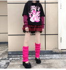 Punk Solid Black Cool Knit Long Socks Women Outdoor Knee High Elastic Leg Warmers 2022 Lady Warm Slim Gothic Hip-hop Rock Sock