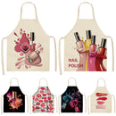 Nail Polish Lipstick Beauty Kitchen Women Apron Household Cleaning Cotton Linen Pinafore Salon Home Cooking Baking Adult BIb