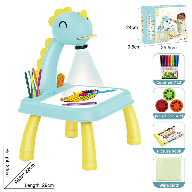 Children LED Projector Drawing Board Kids Painting Table Desk Montessori Educational Learning Writing Tablet For Boy Girl Toys