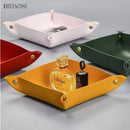 Desktop Storage Tray Leather Key Plate Home Decoration Dice Tray key Wallet Coins PU leather folding Storage Box Wholesale