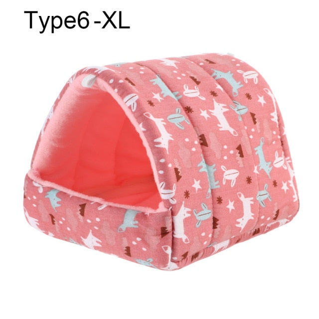 Cute Winter Rabbit Squirrel Mini Cage Guinea Pig Nest Small Animal Sleeping Bed Hamster House Warm Mat