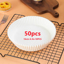 50pcs 16/20cm Air Fryer Disposable Paper Liner Non-Stick Mat Round Paper Baking Mats Kitchen AirFryer Baking Accessories