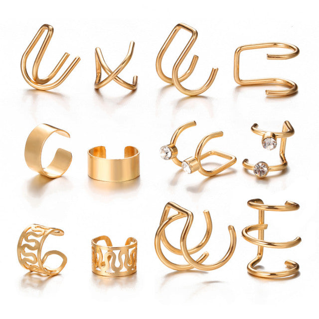 LATS Gold Blätter Ohr Manschette Schwarz Non-Piercing Ohrclip Ohrringe für Frauen Männer Gefälschte Knorpel Ohrring Manschette Trend Schmuck Großhandel