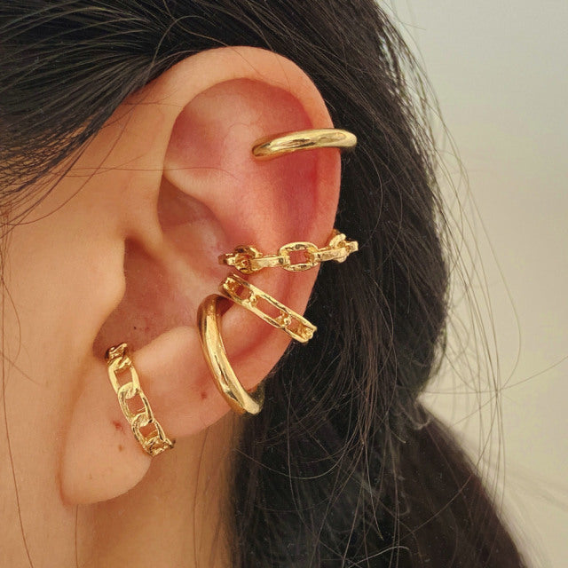 LATS Gold Leaves Ear Cuff Black Non-Piercing Ear Clip Pendientes para Mujeres Hombres Falso Cartílago Pendiente Cuff Trend Jewelry Wholesale