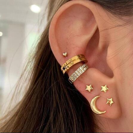 LATS Gold Blätter Ohr Manschette Schwarz Non-Piercing Ohrclip Ohrringe für Frauen Männer Gefälschte Knorpel Ohrring Manschette Trend Schmuck Großhandel