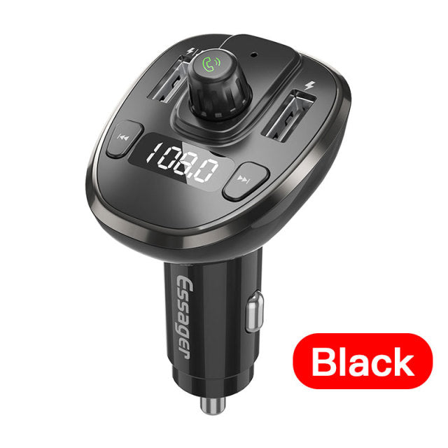 Essager USB-Autoladegerät FM-Sender Bluetooth 5.0 Coche-Adapter Drahtloser Freisprech-Audioempfänger MP3-Player Autozubehör