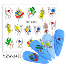 Anime Avocado Fruit Transfer Nail Stickers Charms Summer Water Sticker For Nails Sliders Character Image Tattoo Decal Decoration