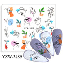 Anime Avocado Fruit Transfer Nail Stickers Charms Summer Water Sticker For Nails Sliders Character Image Tattoo Decal Decoration