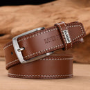 Men's Leather High Quality Classic Belt Alloy Pin Buckle Men's Matching Jeans Business Cowhide Belt Black Color Dark Brown Color