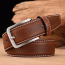 Men's Leather High Quality Classic Belt Alloy Pin Buckle Men's Matching Jeans Business Cowhide Belt Black Color Dark Brown Color
