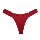 Fashion Sexy V-Shaped Metal Decoration Underwear Sports Hip Lifting Low Waist High Fork Half Sheath Briefs Panties Women Sexy
