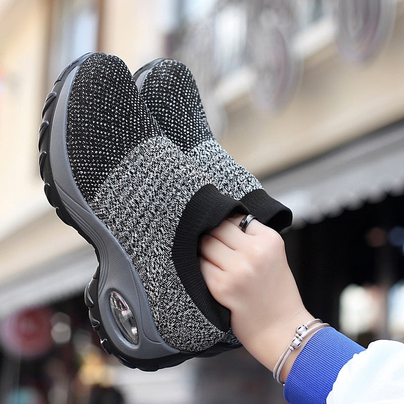 Damen Freizeitschuhe Chunky Sneakers Plateau Wanderschuhe Mode Gestrickte Casual Loafer Größe 35-42