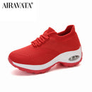 Zapatos informales para mujer, zapatillas gruesas, zapatos para caminar con plataforma, mocasines informales de punto a la moda, talla 35-42