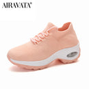 Zapatos informales para mujer, zapatillas gruesas, zapatos para caminar con plataforma, mocasines informales de punto a la moda, talla 35-42