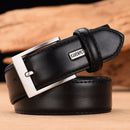 Men's Leather High Quality Classic Belt Alloy Pin Buckle Men's Matching Jeans Business Cowhide Belt Black Color Dark Brown Color