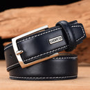 Men's Leather High Quality Classic Belt Alloy Pin Buckle Men's Matching Jeans Business Cowhide Belt Black Color Dark Brown Color