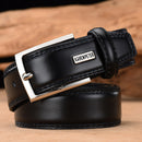 Men's Leather High Quality Classic Belt Alloy Pin Buckle Men's Matching Jeans Business Cowhide Belt Black Color Dark Brown Color