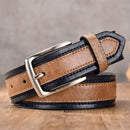 Men's Leather High Quality Classic Belt Alloy Pin Buckle Men's Matching Jeans Business Cowhide Belt Black Color Dark Brown Color