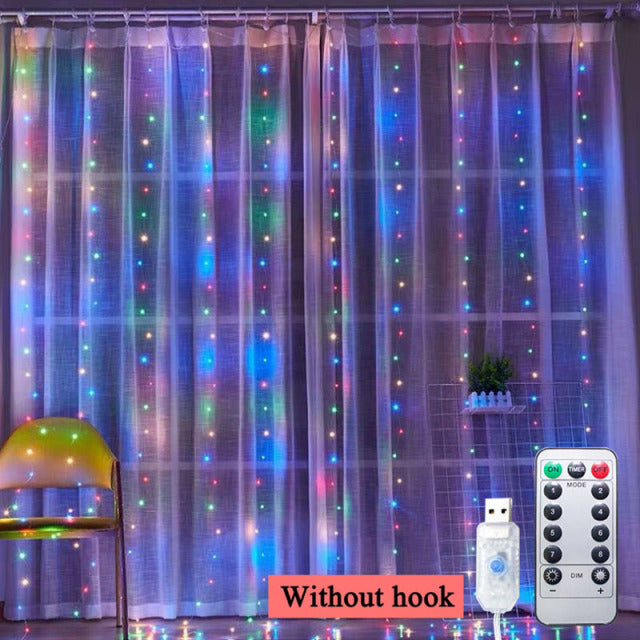 Guirnalda de luces LED para cortina de 3m, 100/200/300, decoraciones para fiesta de boda, mesa, despedida de soltera, cumpleaños, adorno de Ramadán, fondo