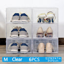 6Pack Transparent shoe box shoes organizers thickened foldable Dustproof plastic storage box Stackable combined shoe cabinetSale