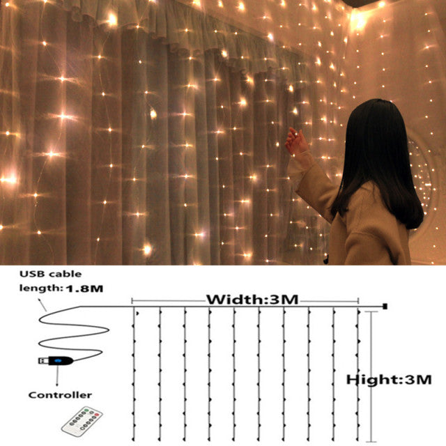 3m Vorhang String Light Flash Fairy Girlande Home Decor Hochzeit Dekoration Weihnachten Neujahr 2022 Ramadan Dekoration