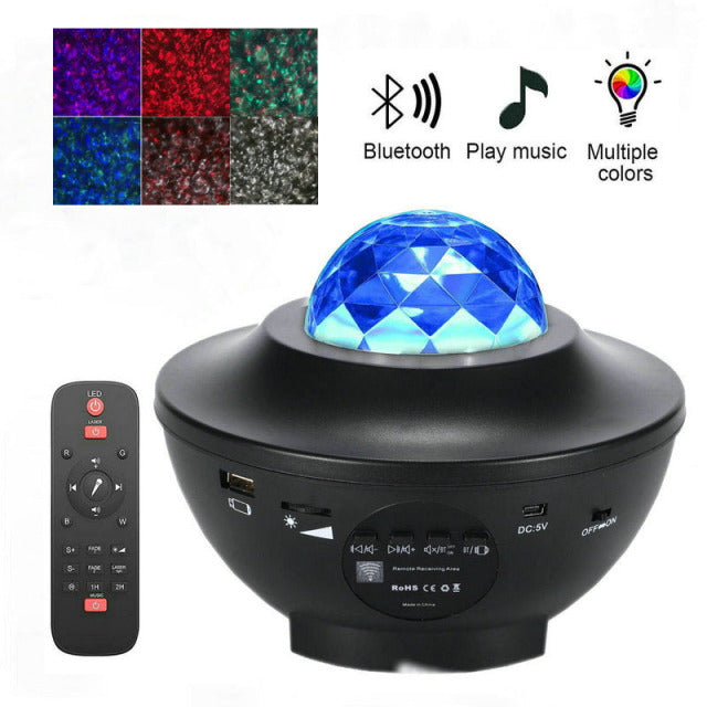 LED Star Ocean Wave Projektor Nachtlicht Galaxy Sternenhimmel Projektor Nachtlampe mit Musik Bluetooth Lautsprecher für Kinder