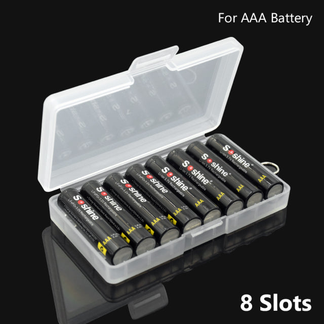 Caja de plástico duro semitranslúcido AA AAA, soporte de cubierta, caja de almacenamiento de batería AA / AAA, contenedor para 2 4 8x pilas AA