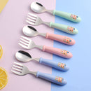 Baby Gadgets Tableware Set Children Utensil Stainless Steel Toddler Dinnerware Cutlery Cartoon Infant Food Feeding Spoon Fork