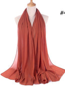 72*175cm Muslim Chiffon Hijab Shawls Scarf Women Solid Color Head Wraps Women Hijabs Scarves Ladies Foulard Femme Muslim Veil