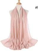 72*175cm Muslim Chiffon Hijab Shawls Scarf Women Solid Color Head Wraps Women Hijabs Scarves Ladies Foulard Femme Muslim Veil