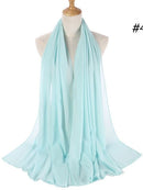 72*175cm Muslim Chiffon Hijab Shawls Scarf Women Solid Color Head Wraps Women Hijabs Scarves Ladies Foulard Femme Muslim Veil