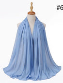 72*175cm Muslim Chiffon Hijab Shawls Scarf Women Solid Color Head Wraps Women Hijabs Scarves Ladies Foulard Femme Muslim Veil