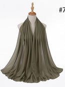 72*175cm Muslim Chiffon Hijab Shawls Scarf Women Solid Color Head Wraps Women Hijabs Scarves Ladies Foulard Femme Muslim Veil