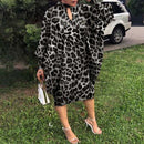 Party Dress Robe Women Long Sleeve Leopard Print Midi Dress 2022 VONDA  Autumn Casual Loose Holiday Long Shirt Vestido Oversized