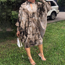 Party Dress Robe Women Long Sleeve Leopard Print Midi Dress 2022 VONDA  Autumn Casual Loose Holiday Long Shirt Vestido Oversized