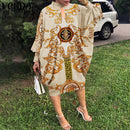 Party Dress Robe Women Long Sleeve Leopard Print Midi Dress 2022 VONDA  Autumn Casual Loose Holiday Long Shirt Vestido Oversized