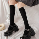 Nuevos Medias sexis a rayas blancas y negras, calcetines largos para mujer, terciopelo por encima de la rodilla, Medias altas hasta el muslo, disfraces de Cosplay de Lolita de Anime para chicas