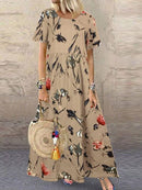 2022 Autumn Summer ZANZEA Pleated Dress Women Vintage Vestidos Robe Printed Long Maxi Dresses  Femme 3/4 Sleeve Tunic