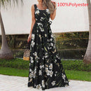 Celmia 2022 Summer Bohemian Long Dress Women Sexy Party Maxi Sundress Sleeveless Floral Print Casual Ruffles Belt Beach Vestidos